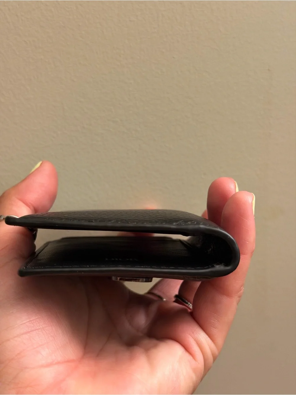 Dior Black Textured Leather Card Holder wallet